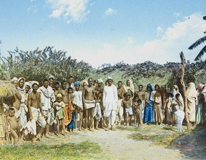 Group in village, India, ca. 1920