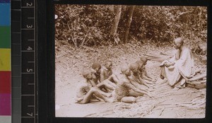 Boys making grass mats, Sierra Leone ca. 1927-28