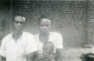 Catechist Fang with his family, in Oyem, Gabon