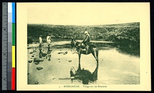 Missionary father traveling on horseback, Madagascar, ca.1920-1940