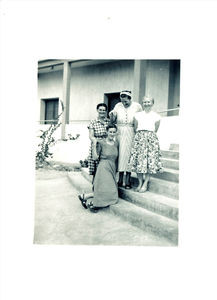 On the girls' school, Aden. Missionary Karen Olsen and sitting missionary Emsy Nielsen