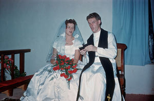 Misssionary couples Inge and Verner Tranholm-Mikkelsen were married in Aden April 28. 1961