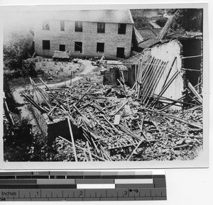 The orphanage in ruins at Luoding, China, 1927