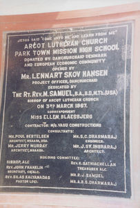Chennai, Tamil Nadu, 3. marts 1987. Indvielse af Park Town Mission High School (PTMS), nybygget 1986-87, med støtte fra Folkekirkens Nødhjælp, ALC og EU 50%