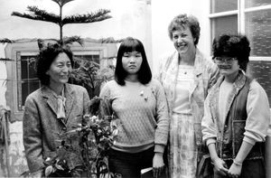 Taiwan Lutheran Church/TLC, 1984. DMS Missionary Birgit Norholdt with 3 members of the Lord of