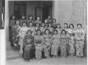 Maryknoll Sisters with a group of Japanese women at Dalian, China, ca. 1940