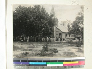 Congregation outside Bethel church after the service, Morondava, Madagascar, 1936(?)