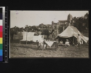 Missionary in camp, Andhra Pradesh, India, 1920-1921