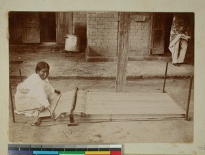 Malagasy woman weaving, Madagascar, 1900