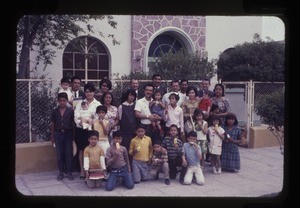 Group in front of the Church of Christ, Mexico