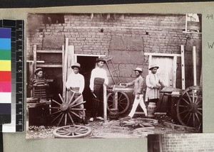 Wheelwrights at work, Madagascar, 1911