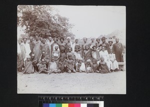 Group portrait of female church members and male catechist, Nigeria, ca. 1910