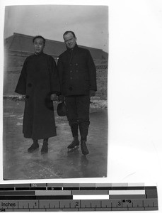 Fr. Antonius P'an, and Fr. Lane at Fushun, China, 1927