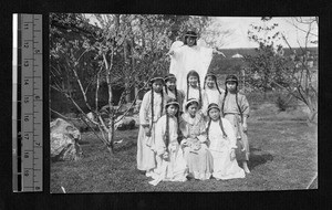 Students in costume for a play, Nanjing, Jiangsu, China, ca.1918