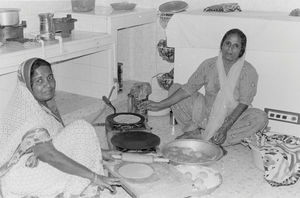 Pakistan 1988. Kitchen staff of Day Centre for mentally handicapped children, Karachi