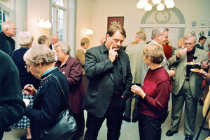 Jørgen Nørgaard Pedersen's farewell reception, September 2002 . People are talking