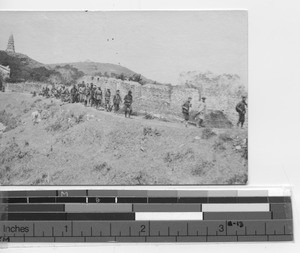 Soldiers guard Maryknoll compound at Yangjiang, China, 1923