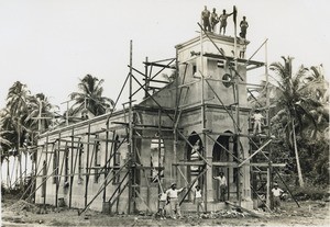 New church of Papenoo under construction, Tahiti