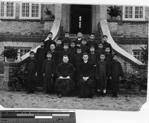 Bishop James E. Walsh and Fr. Paulus with young seminarians at Jiangmen, China, 1926