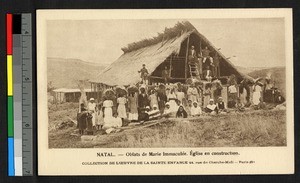 Group posed near church, Natal, Africa, ca.1920-1940