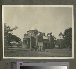 St Michael and All Angels Church, Blantyre, Malawi, with Africans in foreground, ca.1926