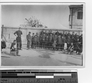 Students ready for a boxing match at Jiangmen, China, 1928