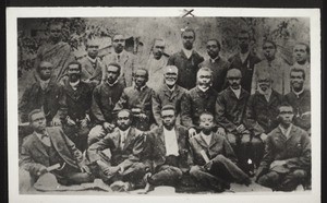 Sons of the Akropong Akwapim, who formed agents of the Basel Mission. Photo took in 1909 during synod held at Aburi