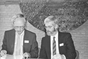 Annual Meeting Haslev 1989. President Th. Schousboe Larsen and General secretary Jørgen Nørgaar