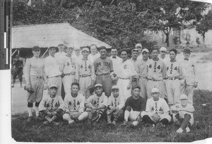 Priests with the South China baseball team at Hong Kong, China, 1924