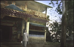 Buddhist temple with prayer-wheels in Bhutti Basti