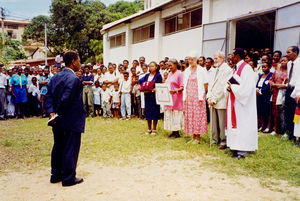 Rita and Svend Erik Simonsen, synod president Ralaivao Joseph, church president Pastor Rabenoro