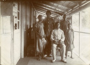 Teachers and children, in Gabon