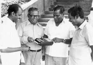 South India. The Casette Ministry. Persons on image, from left to right: Rev. M. Iswariah, Pres