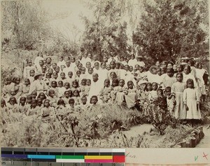 Girls and teachers at Antsahamanitra Girls' School, Antananarivo, Madagascar, ca.1902