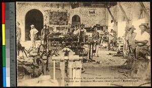 Men working in a blacksmith's shop, Congo, ca.1920-1940