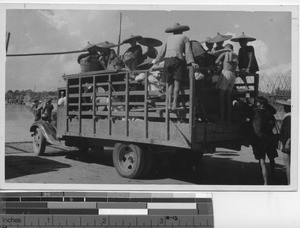 A bus at Gaozhou, China, 1936