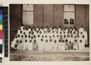 Group portrait of teachers and students, Girls' Central School, Madagascar, ca. 1880