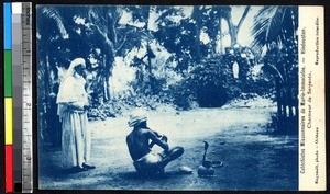 Snake charmer, Hindustan, India, ca.1920-1940