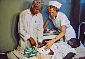 Missionary nurse Signe Jung at the American Mission Hospital in Muscat, Oman