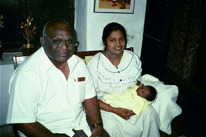 Church Secretary Richard Baskaran, Arcot Lutheran Church with wife and newly born baby, Tiruvan