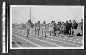 Beginning a track race, Jinan, Shandong, China, 1924