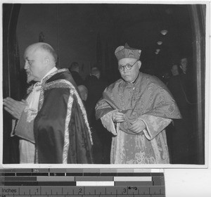 Fr. Schnusenberg and Cardinal T. Tien at Shanghai, China, 1946