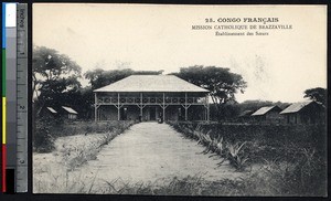 Missionary sisters in front of a two-story convent, Brazzaville, Congo Republic, ca.1900-1930