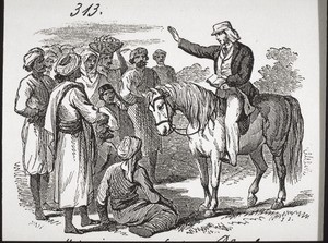 Missionary preaching on horseback