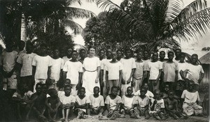 Miss Casalis and the pupils of her school, in Gabon