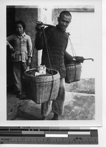 Man and child in Guilin, China, 1947