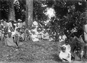 Group of Africans gathered outdoors, Tanzania, ca.1893-1920