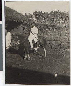 Portrait of Fitaurari Raagoo from Bedele on horseback, Ethiopia