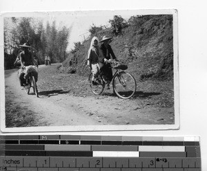 Maryknoll Sisters on bike rides at Ngfa, China, 1949