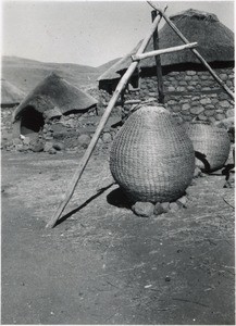 Corn storehouses at the village of chief Tsiu, near Mohlanapeng